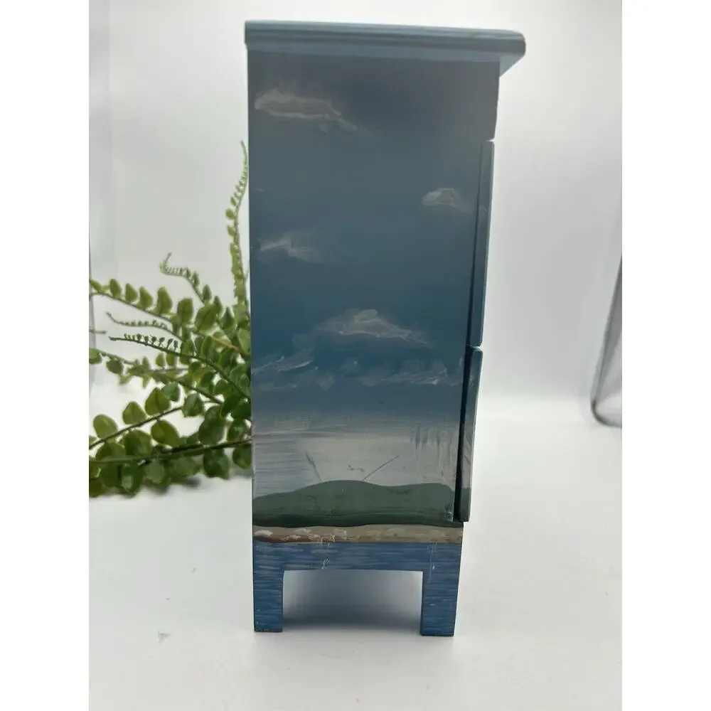 Nautical Lighthouse and Sailboat Mini Wooden Chest